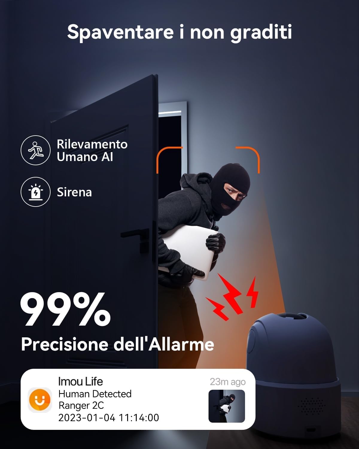 videocamera WiFi 3MP Videocamera WiFi 3MP Interno 2K con Rilevamento Umano - Sorveglianza Sicura immagine 6