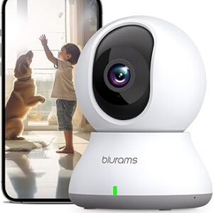 Videocamera WiFi 2K Blurams: Sorveglianza Interna 360°, Visione Notturna