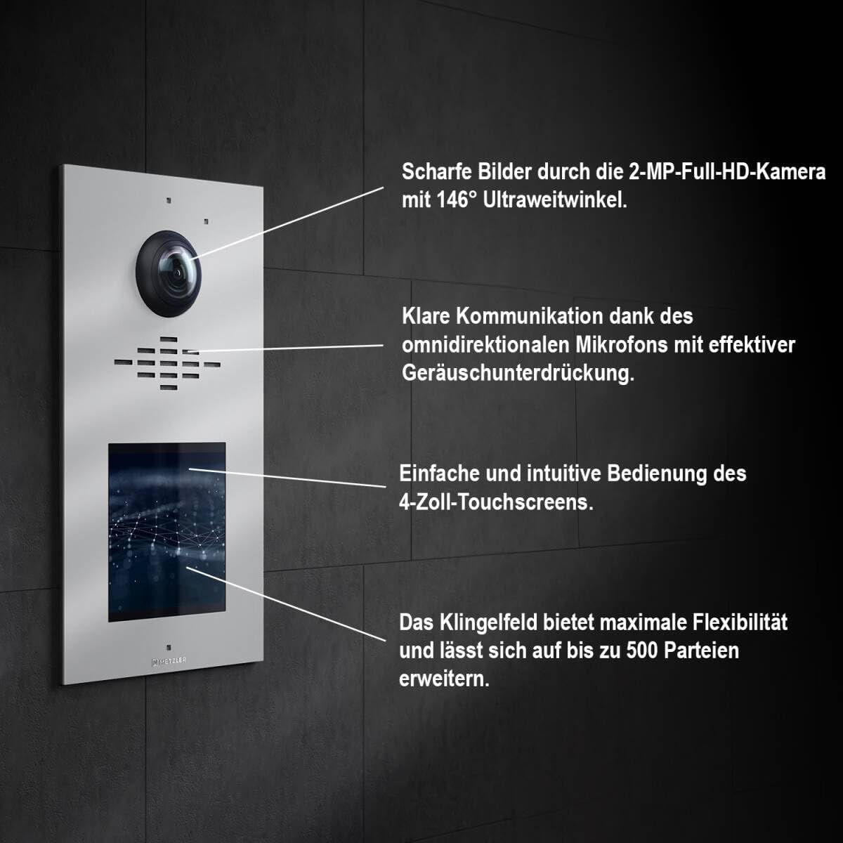 prodotto Videocitofono Metzler completo con display touchscreen e 3 monitor interni immagine 4