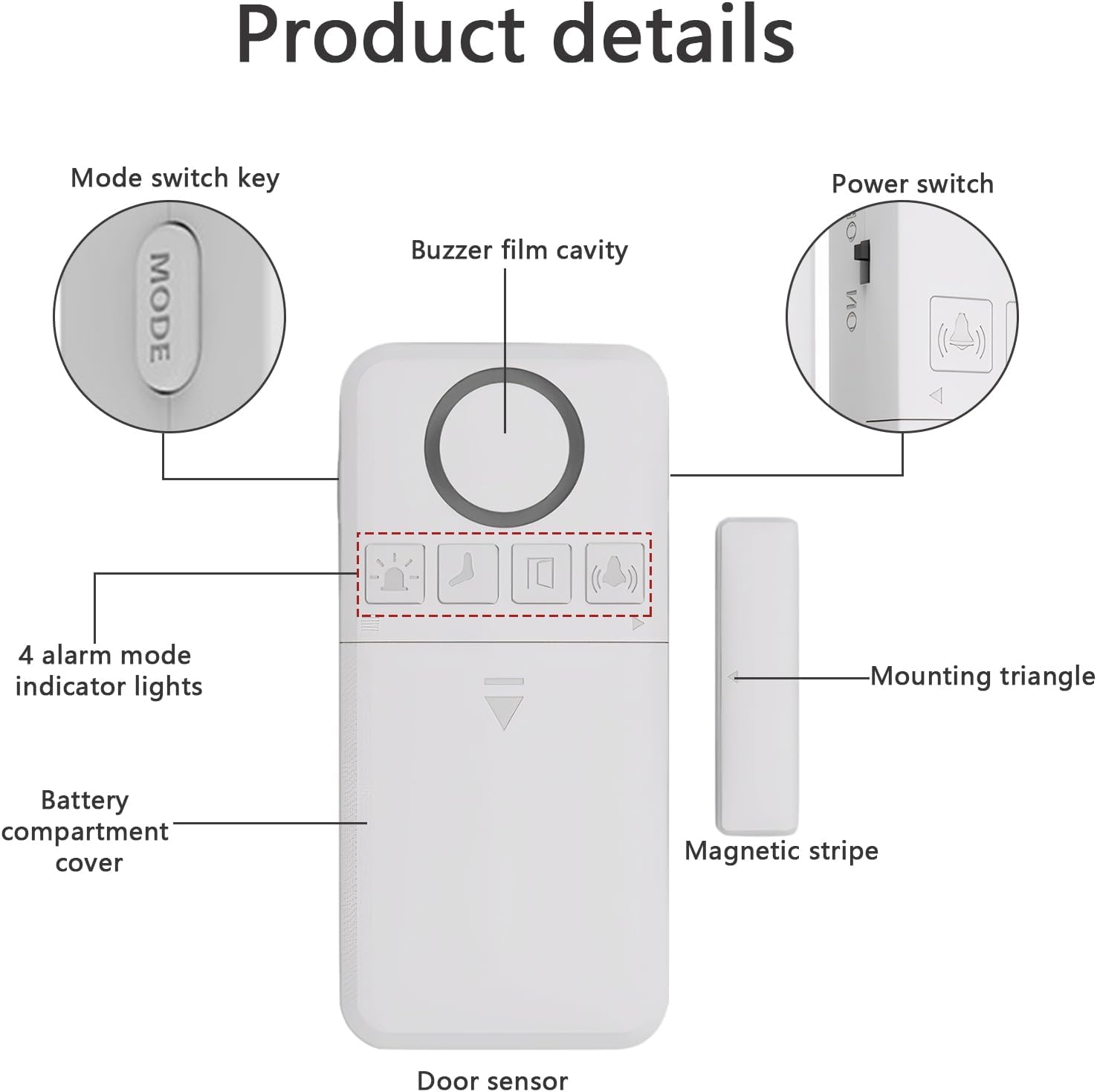 allarme casa Allarme per porte e finestre wireless mini, 4 modalità di sicurezza immagine 5