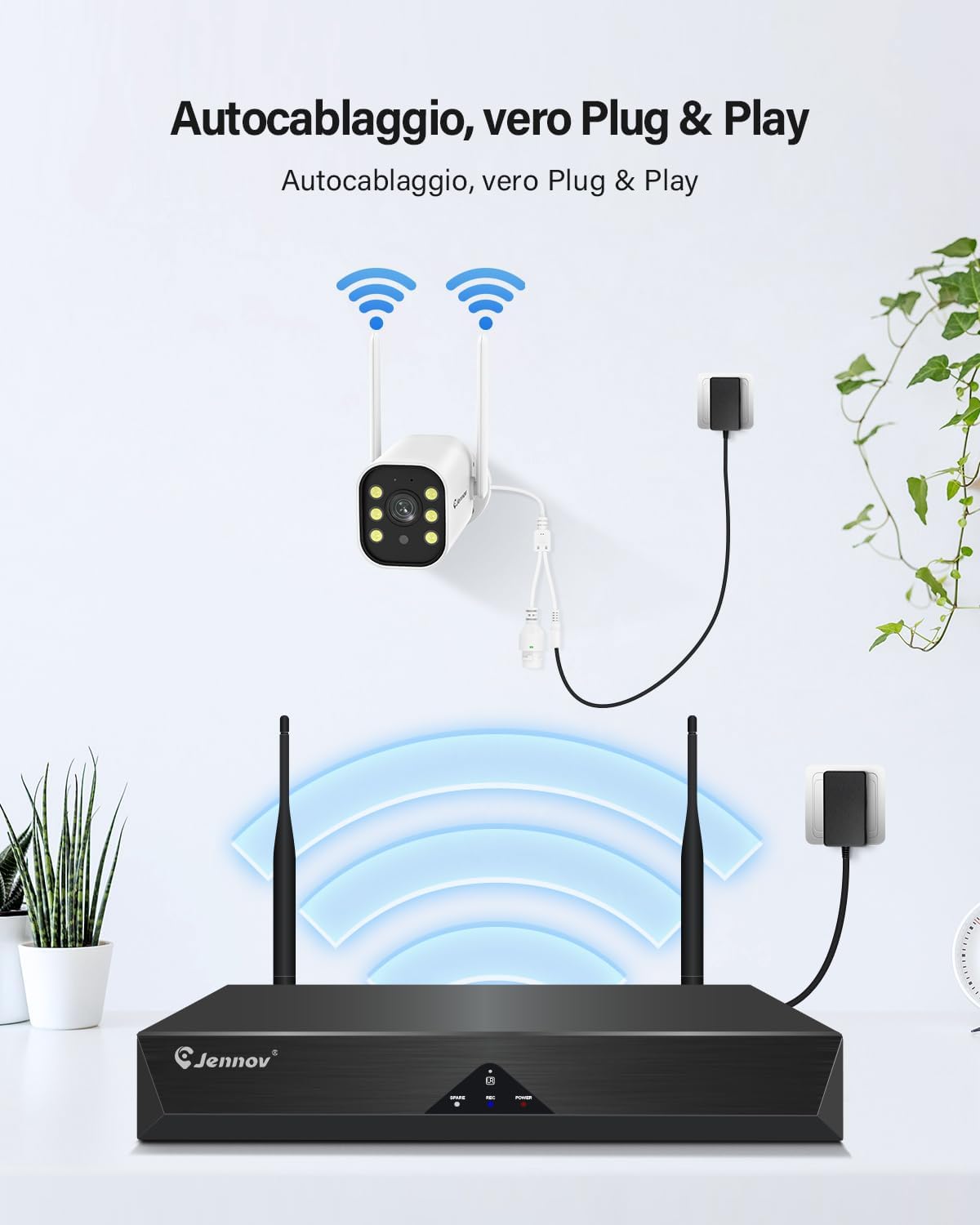 5MP Kit videosorveglianza 5MP WiFi con visione notturna a colori e audio bidirezionale immagine 5