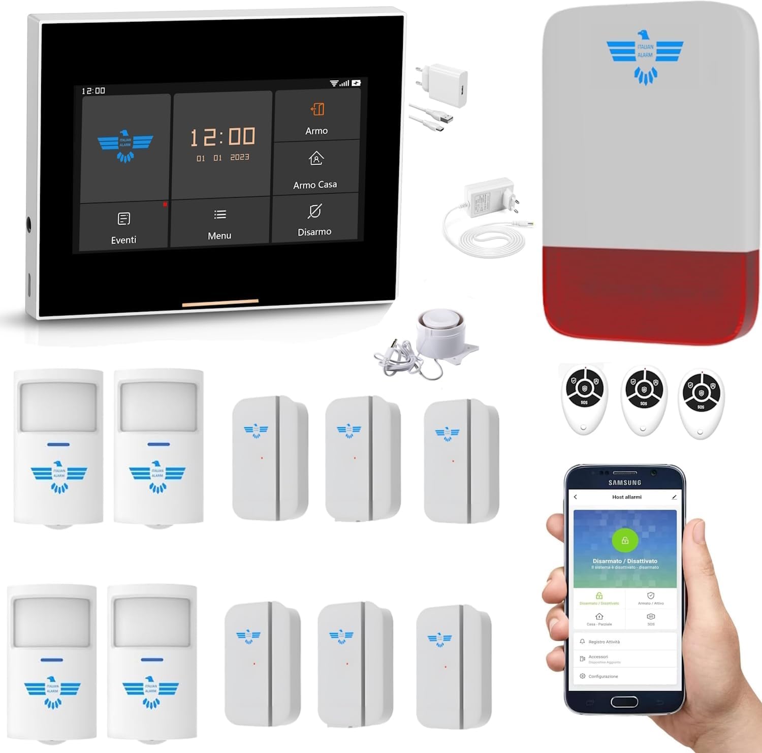 ITALIAN ALARM antifurto casa WiFi wireless completo con sirena esterna immagine principale