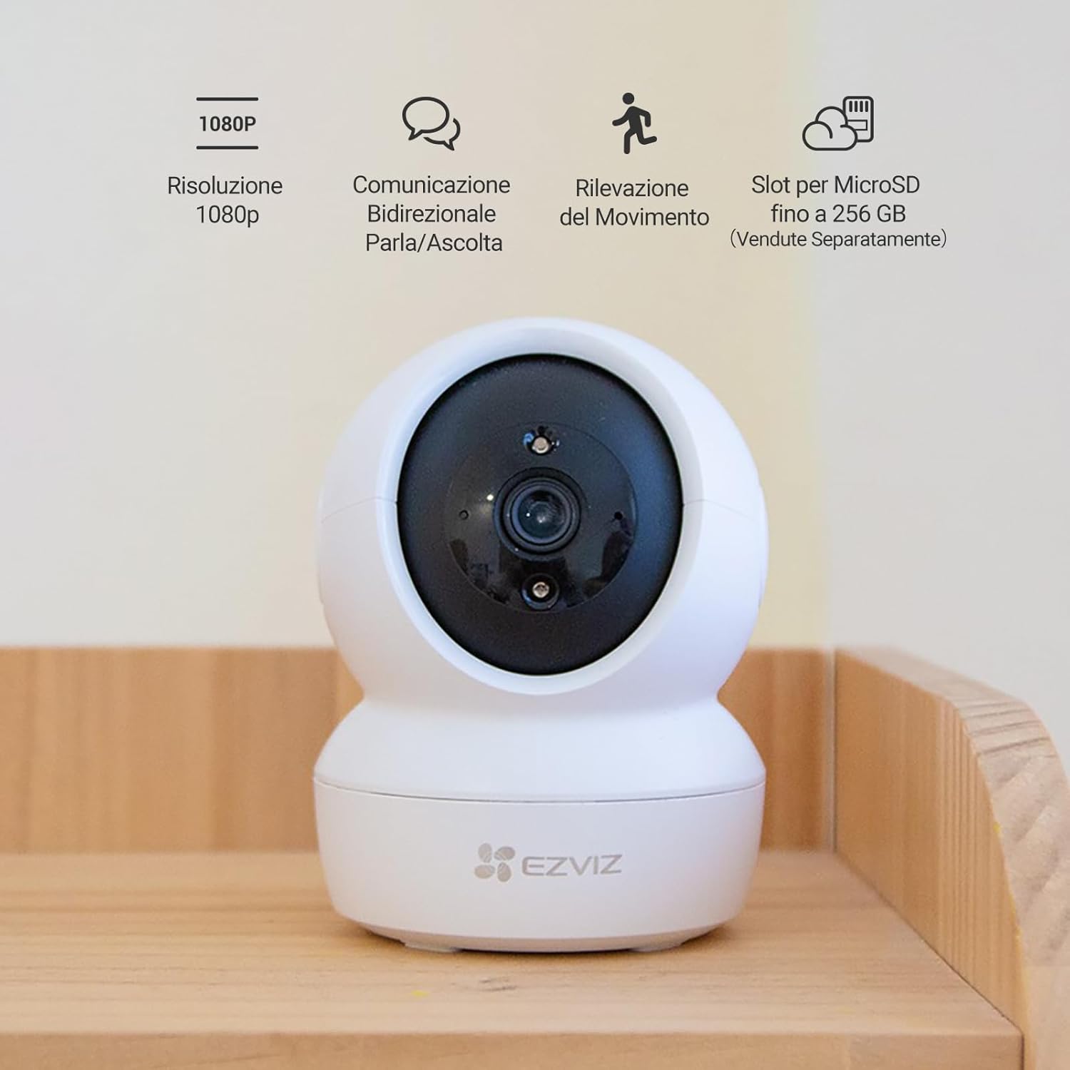 videocamera WiFi Videocamera WiFi da Interno EZVIZ C6N con Visione Notturna e Rotazione 360° immagine 2