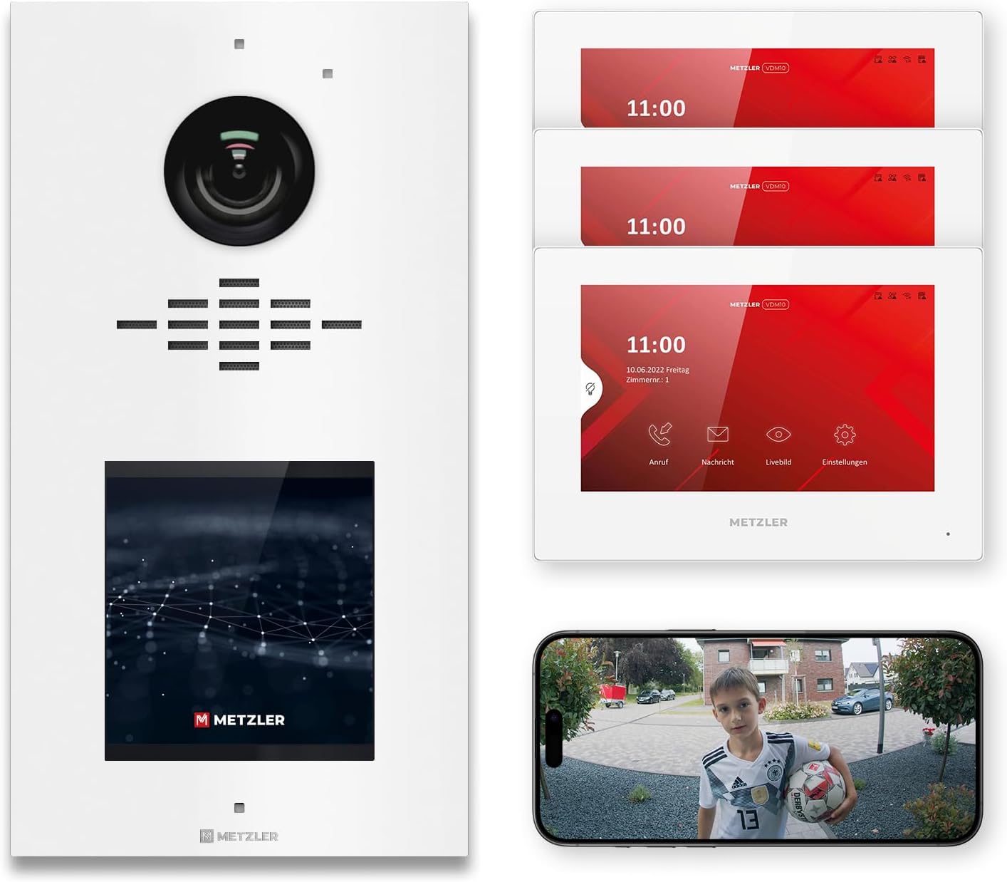 prodotto Videocitofono Metzler completo con display touchscreen e 3 monitor interni immagine principale