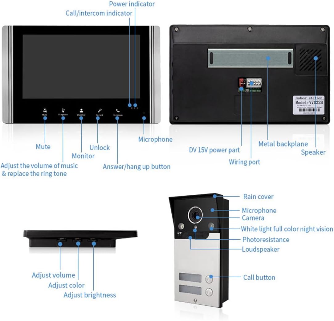 prodotto Videocitofono cablato con schermo 7 pollici e visione notturna impermeabile immagine 6