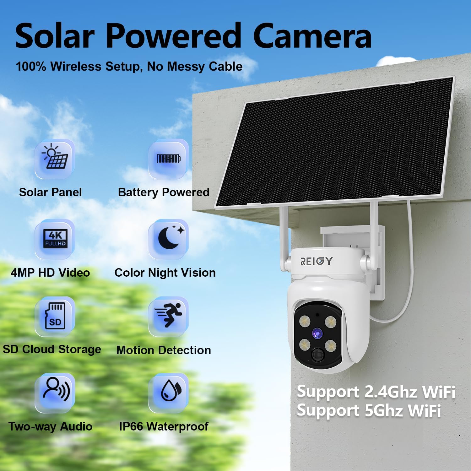 videocamera WiFi 4MP Videocamera WiFi 4MP da esterno con pannello solare e rilevamento PIR immagine 2