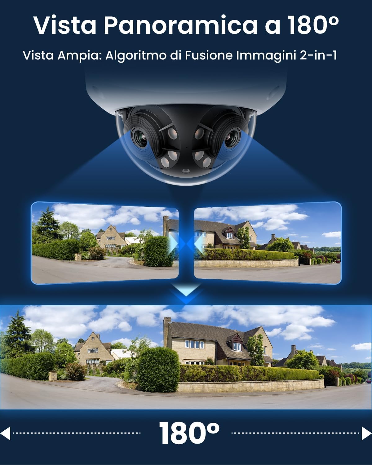videocamera PoE 16MP Videocamera PoE 16MP per Esterno con Doppio Obiettivo e Antivandalo immagine 3