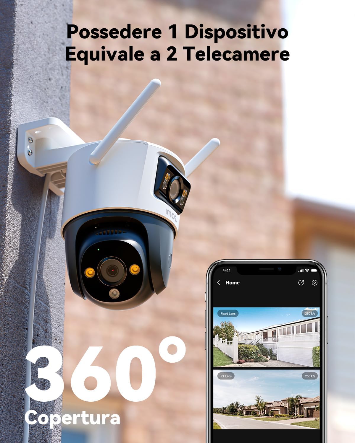 videocamera WiFi 3MP Videocamera WiFi 3MP 360° PTZ per Esterno con Visione Notturna a Colori immagine 2