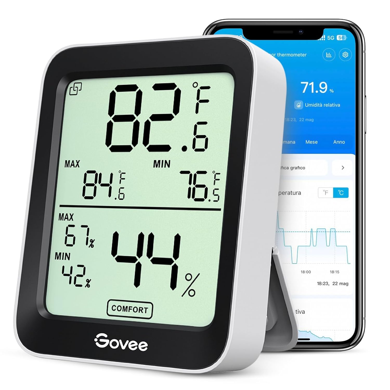Govee LCD Igrometro Termometro Bluetooth per Casa e Serra con Avvisi Intelligenti immagine principale
