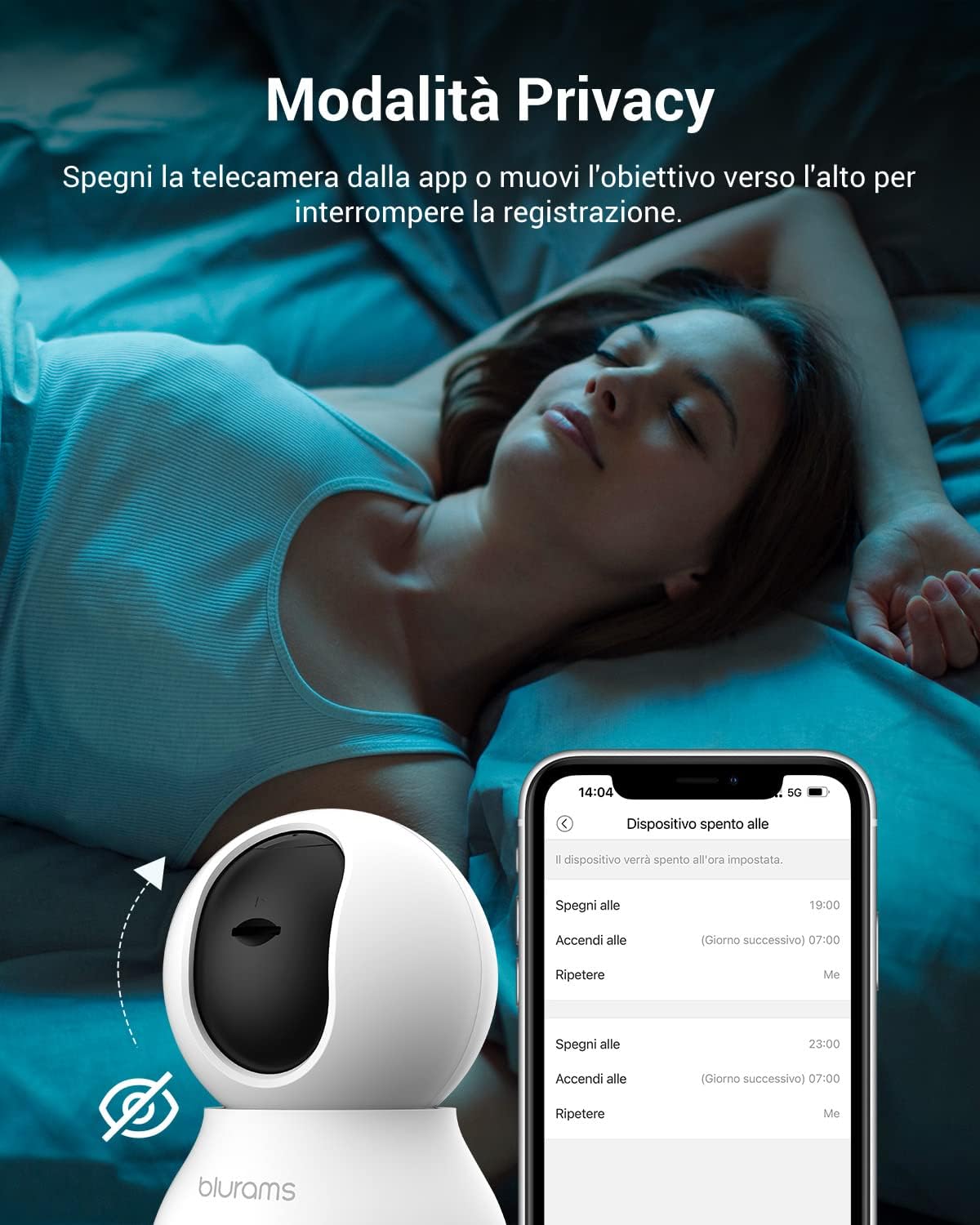videocamera WiFi Videocamera WiFi 2K Blurams: Sorveglianza Interna 360°, Visione Notturna immagine 6
