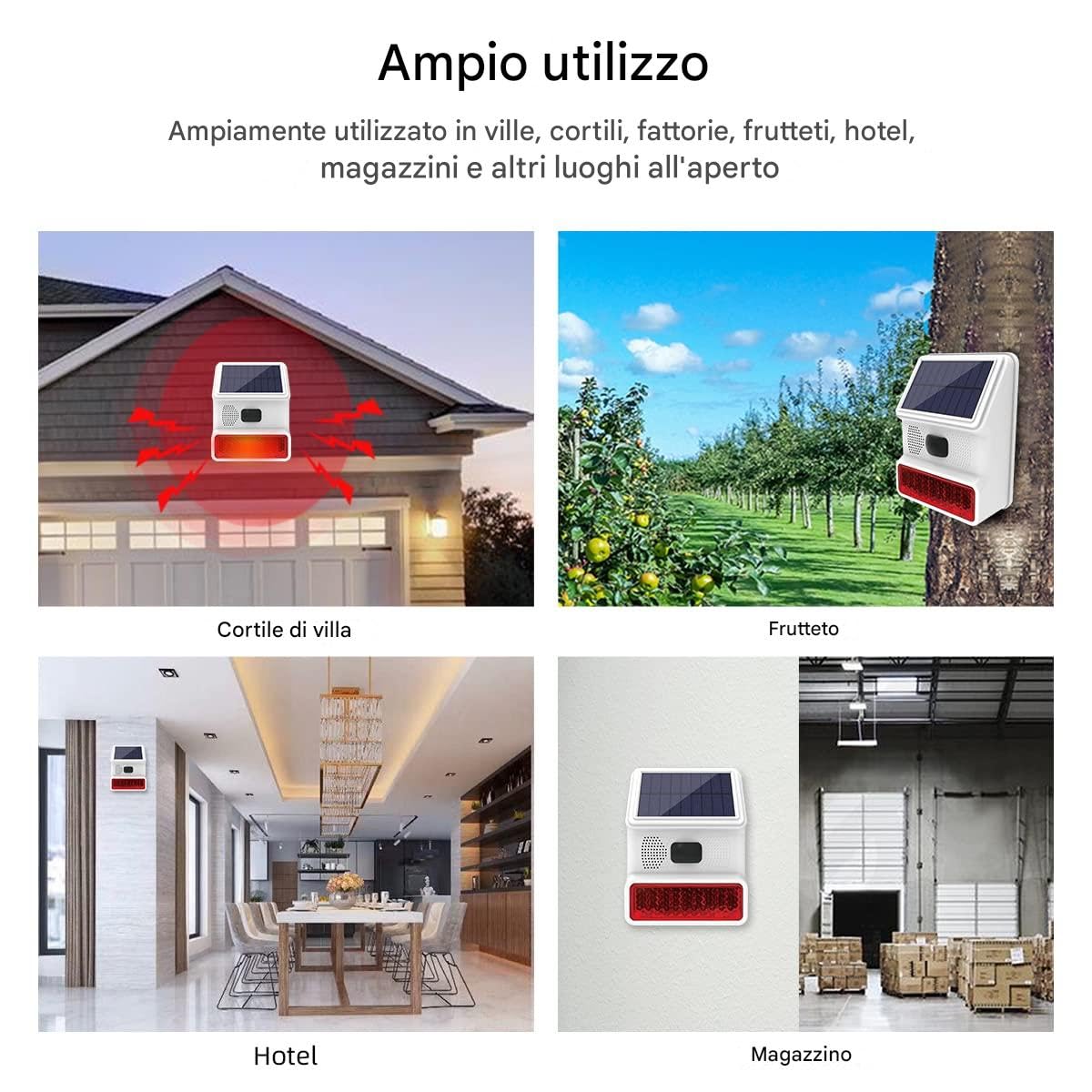 allarme casa Sirena da esterno solare con luce led per allarme casa PE523R immagine 4