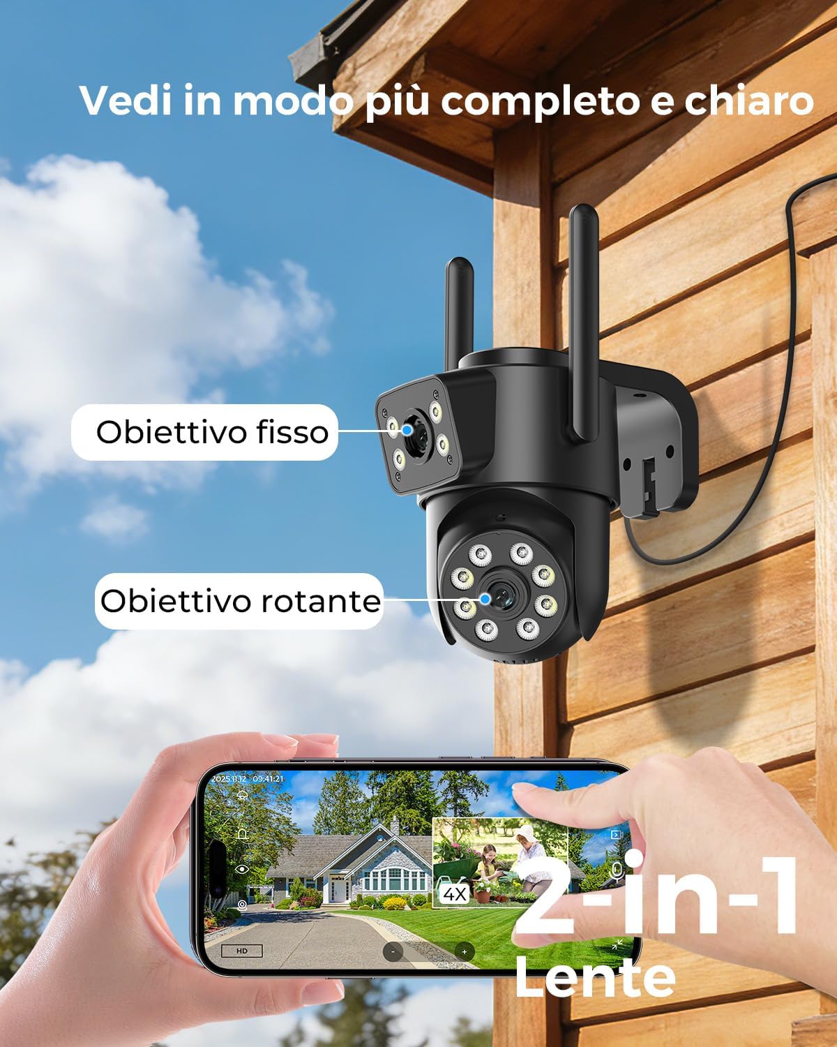 videocamera WiFi Reobiux Videocamera WiFi Esterno 2K PTZ con Tracciamento Movimento immagine 3