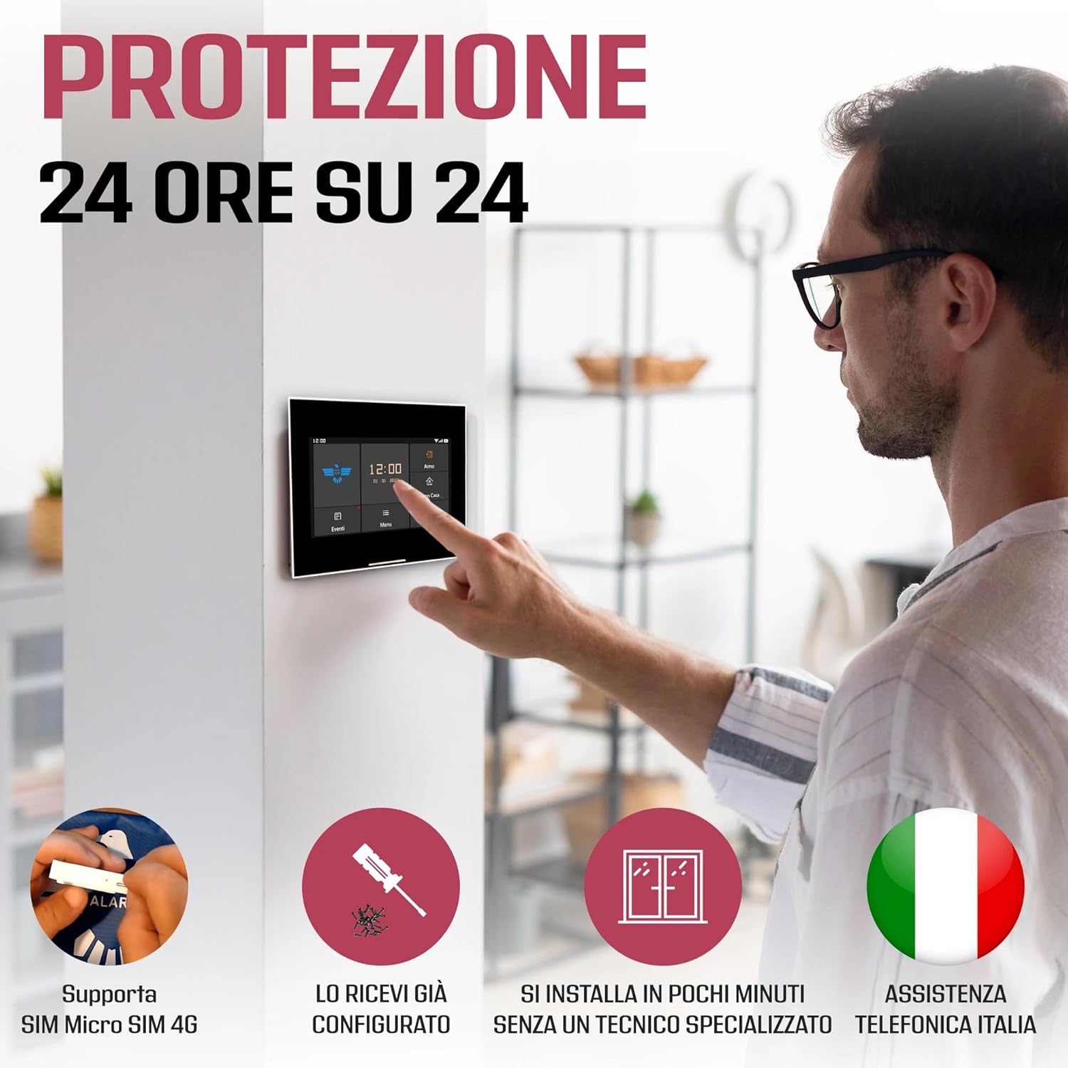 ITALIAN ALARM antifurto casa WiFi wireless completo con sirena esterna dettaglio prodotto