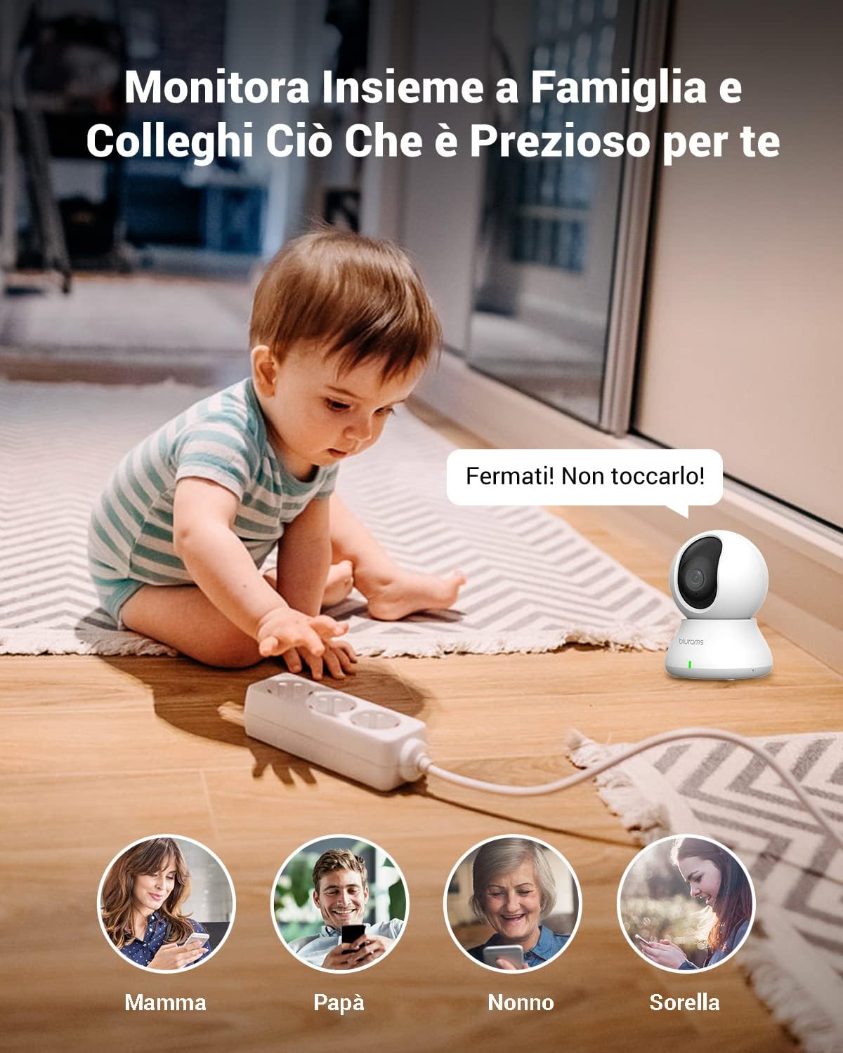 videocamera WiFi Videocamera WiFi 2K Blurams: Sorveglianza Interna 360°, Visione Notturna immagine 4