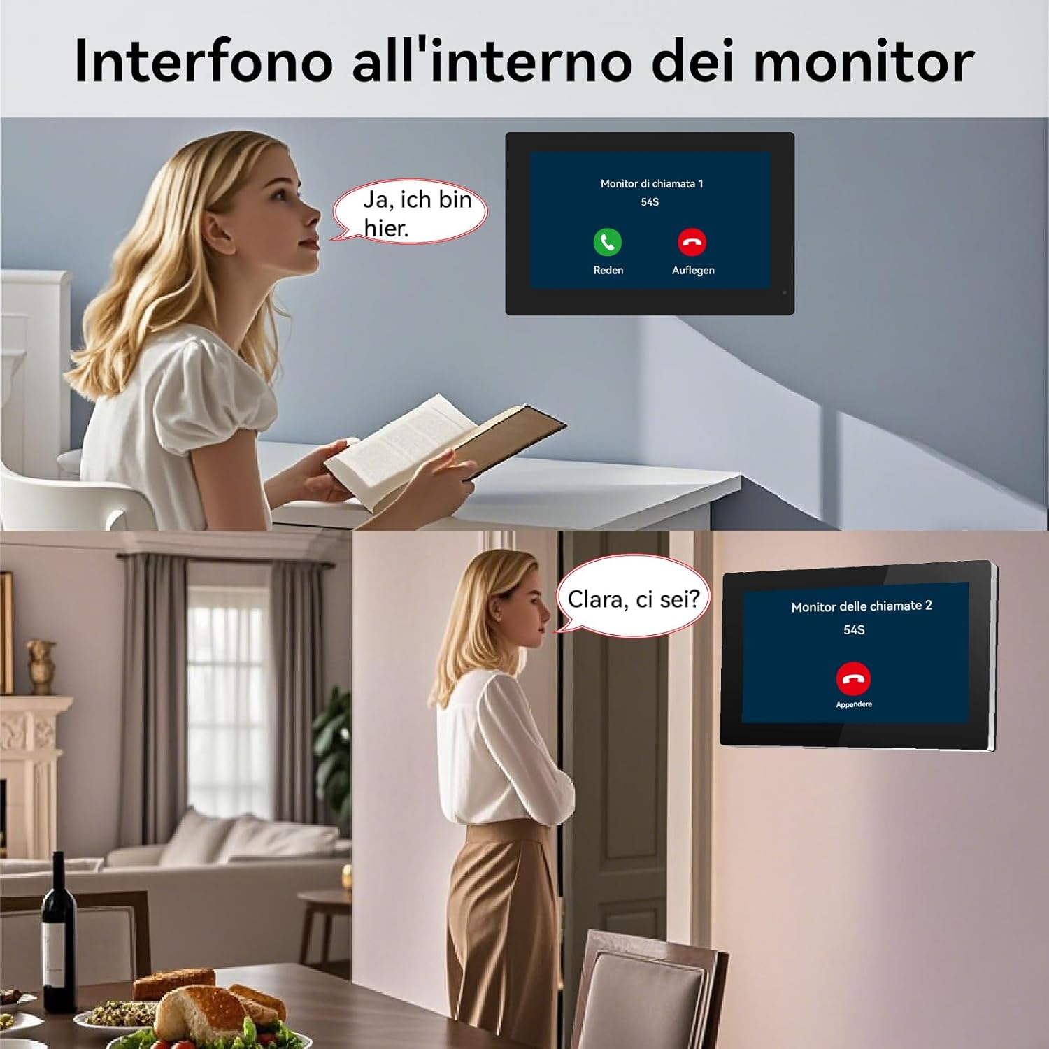 dome Videocitofono dome intelligente per 2 famiglie con doppio schermo 7'' immagine 5