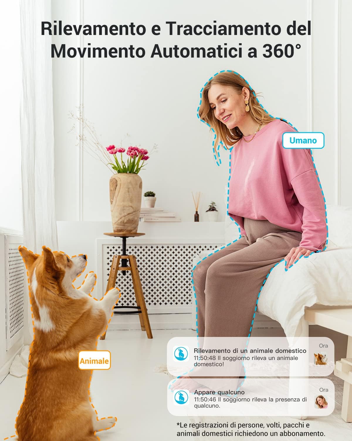 videocamera WiFi Videocamera WiFi 2K Blurams: Sorveglianza Interna 360°, Visione Notturna immagine 3