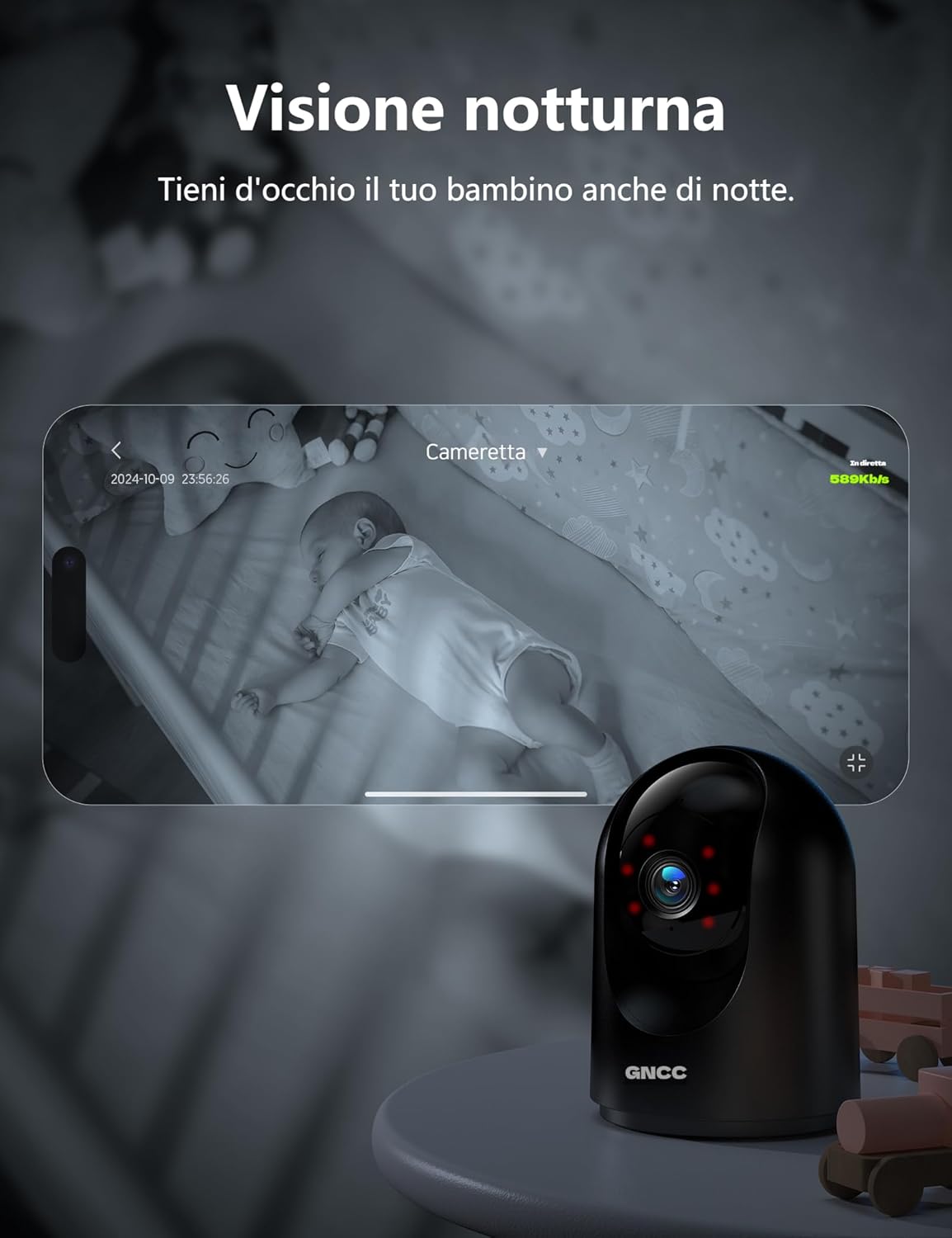 videocamera WiFi Videocamera WiFi Interno 2K con visione notturna e controllo da app immagine 6