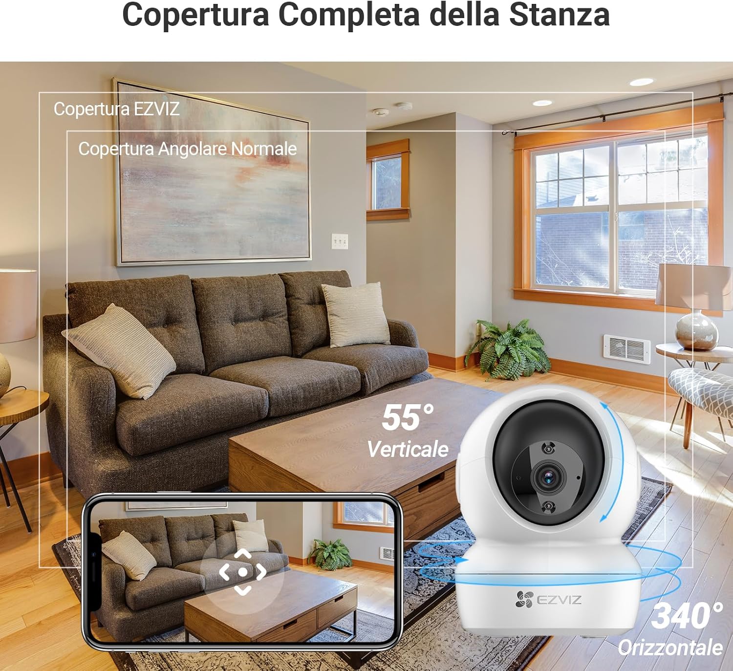 videocamera WiFi Videocamera WiFi da Interno EZVIZ C6N con Visione Notturna e Rotazione 360° immagine 4