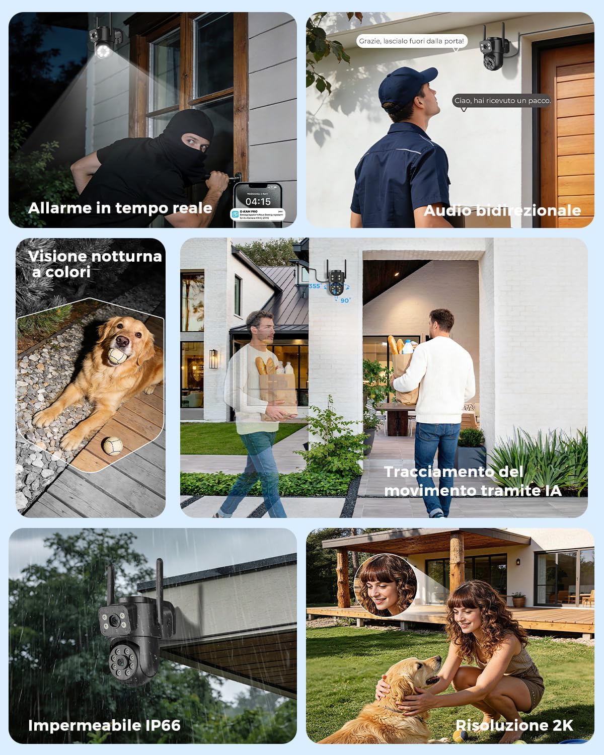 videocamera WiFi Reobiux Videocamera WiFi Esterno 2K PTZ con Tracciamento Movimento immagine 2