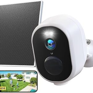 Videocamera WiFi Esterno 2K con Batteria e Pannello Solare, Visione Notturna a Colori