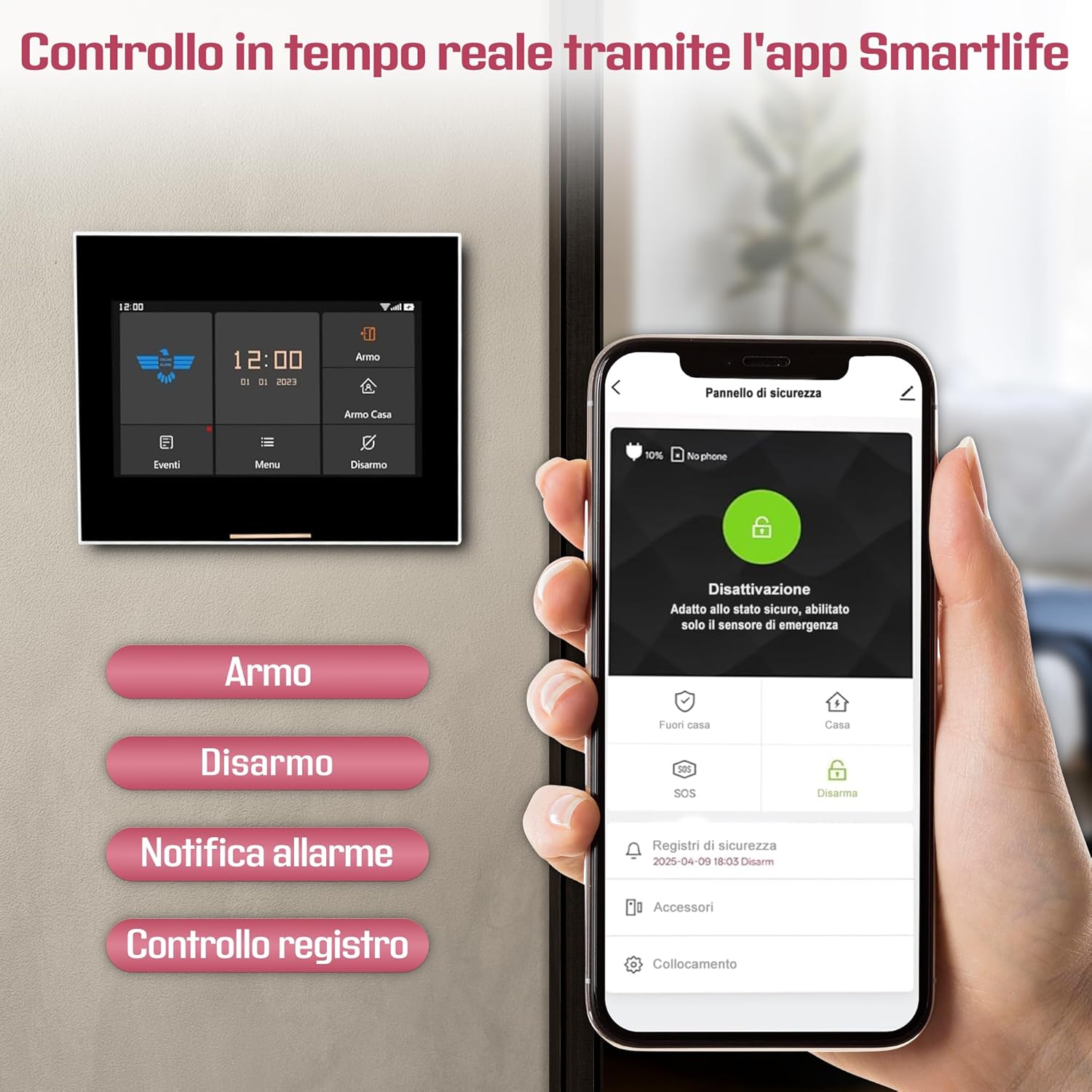 ITALIAN ALARM antifurto casa WiFi wireless completo con sirena esterna accessori inclusi
