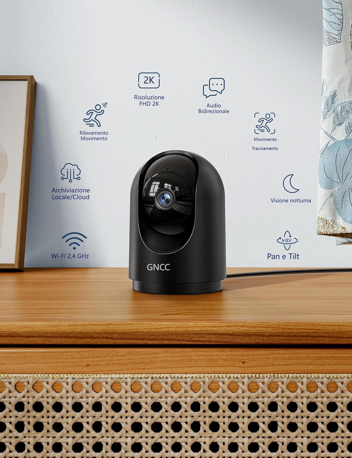 videocamera WiFi Videocamera WiFi Interno 2K con visione notturna e controllo da app immagine 2