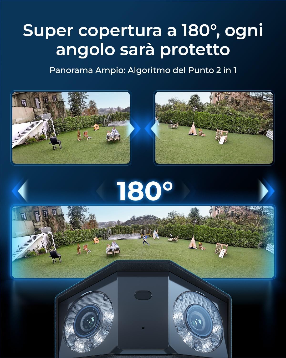 videocamera PoE 16MP Videocamera PoE 16MP per Esterno con Vista Panoramica a 180° immagine 3