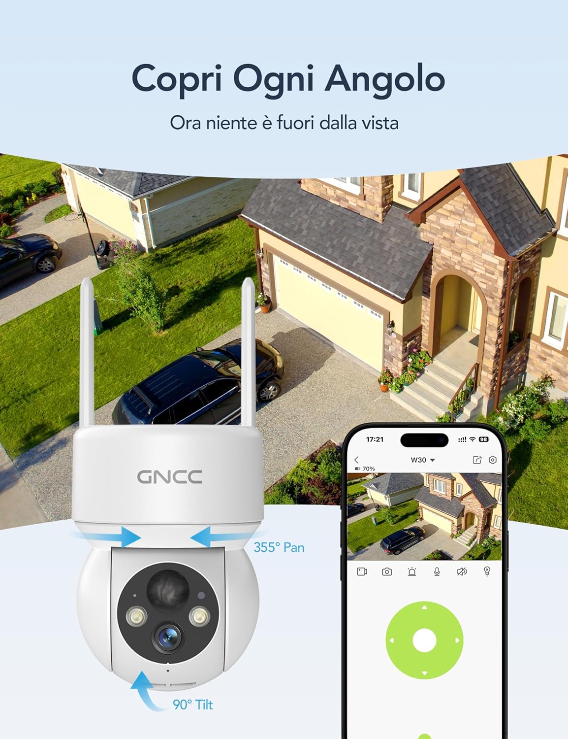 videocamera WiFi 2MP Videocamera WiFi 2MP per Esterno con Pannello Solare e PTZ 360° immagine 3