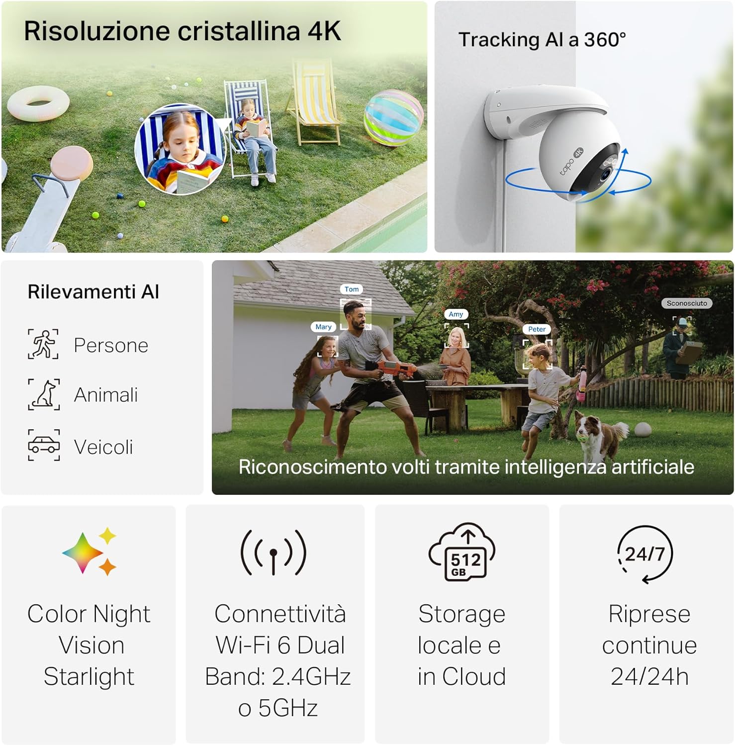 videocamera WiFi 8MP Videocamera WiFi 8MP per esterno con visione notturna a colori immagine 2