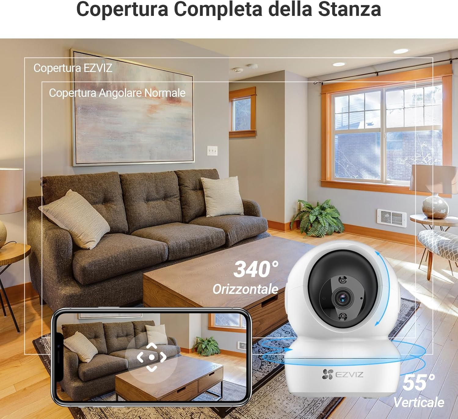 videocamera WiFi EZVIZ C6N Videocamera WiFi Interno Pan Tilt Zoom 1080p con Tracciamento immagine 4