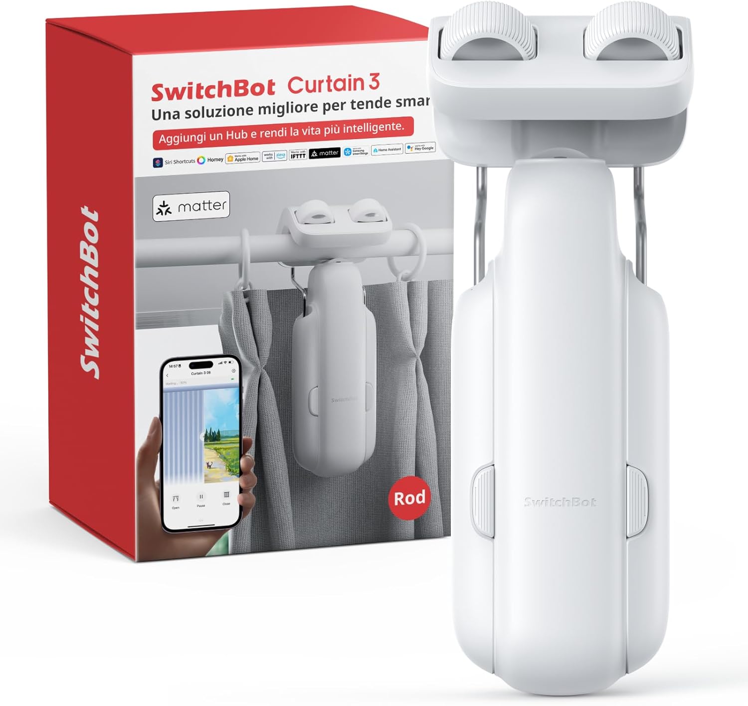 Apri tende intelligente WiFi con app e controllo vocale per casa smart