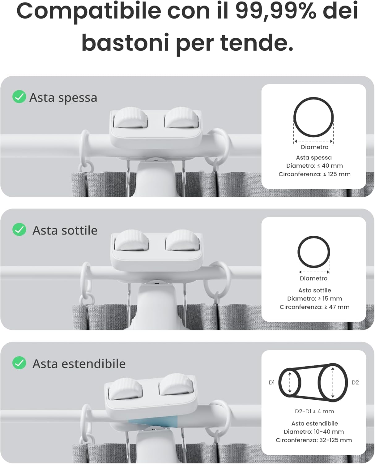 Apri tende intelligente WiFi con app e controllo vocale per casa smart 2